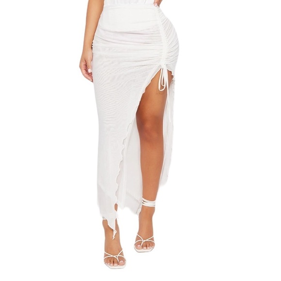 White Mesh Midi Skirt - Picture 3 of 5